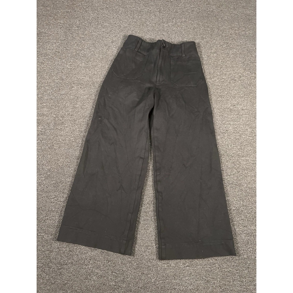 MAEVE Anthropologie Colette Wide Leg Crop Pants High Rise Women's 27 Black